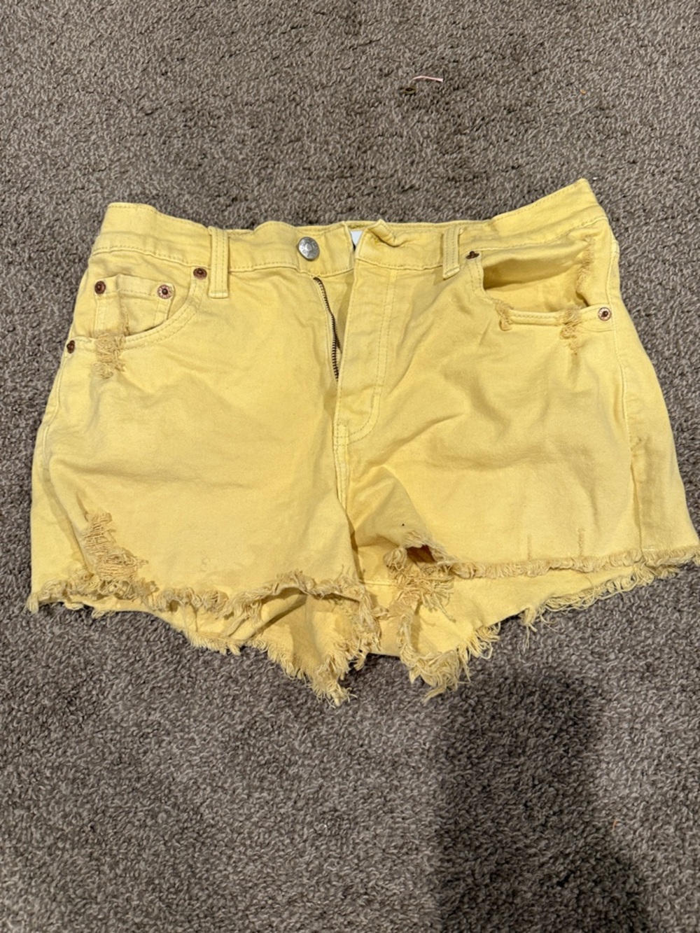 Women’s Yellow Distressed Denim Cutoff Shorts